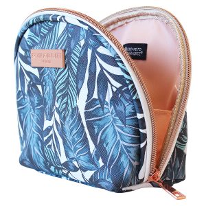 Saffiano Small Curved Cosmetic Bag-Atoll