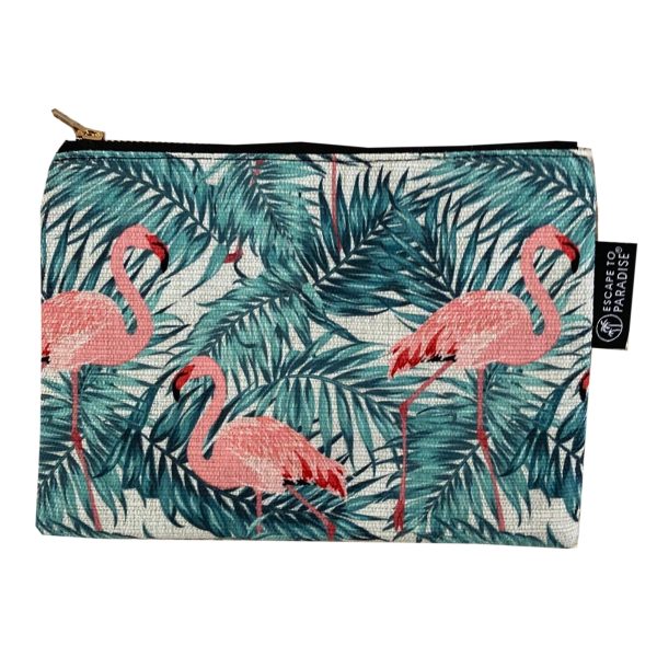 Zip Clutch Pouch-Tropical Flamingo