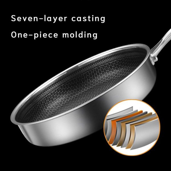 Stainless Steel Frying Pan Non-Stick Cooking Frypan Cookware Honeycomb Single Sided – 30 cm