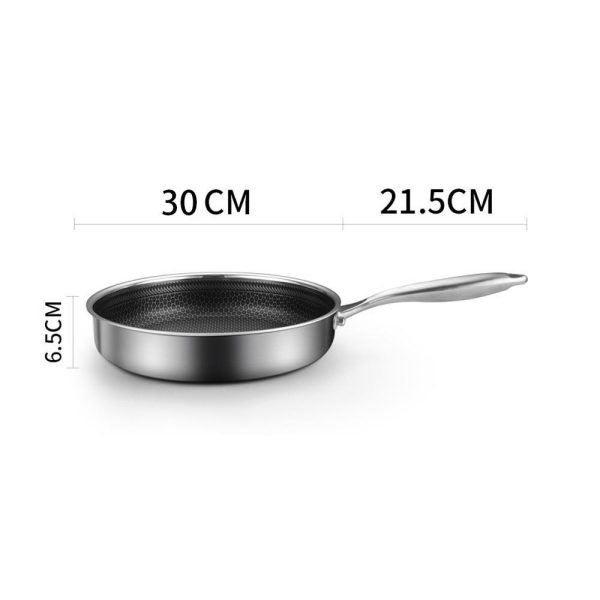 Stainless Steel Frying Pan Non-Stick Cooking Frypan Cookware Honeycomb Single Sided – 30 cm