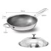 304 Stainless Steel Non-Stick Stir Fry Cooking Kitchen Wok Pan with Lid Honeycomb Double Sided – 32 cm