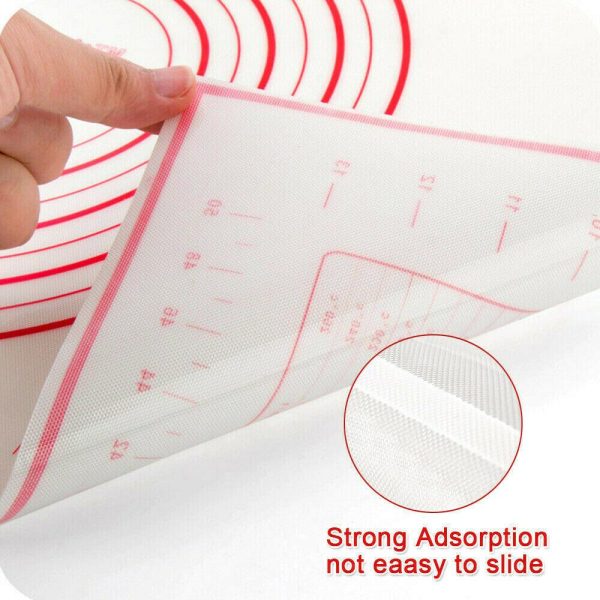 X Large Silicone Pastry Mat Thick Non Stick Baking Mat with Measurement 40*60 cm Fondant Mat Counter Mat Dough Rolling Mat Oven Liner Pie Crust Mat – Red