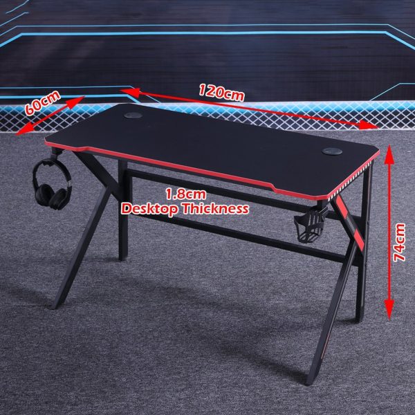 Gaming Desk Desktop PC Computer Desks Desktop Racing Table Office Laptop Home K-Shaped Legs Black – 120x60x74 cm