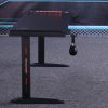 RGB Gaming Desk Home Office Carbon Fiber Led Lights Game Racer Computer PC Table L-Shaped Black – 140x60x74 cm