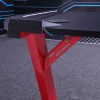 RGB Gaming Desk Home Office Carbon Fiber Led Lights Game Racer Computer PC Table Z-Shaped Red – 140x60x74 cm