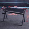 RGB Gaming Desk Home Office Carbon Fiber Led Lights Game Racer Computer PC Table Y-Shaped Black – 140x60x74 cm