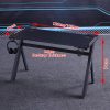 RGB Gaming Desk Home Office Carbon Fiber Led Lights Game Racer Computer PC Table Y-Shaped Black – 140x60x74 cm