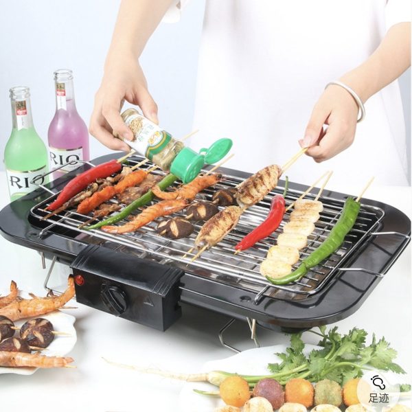 Portable Electric BBQ Grill Teppanyaki Smokeless Barbeque Pan Hot Plate Table – Black