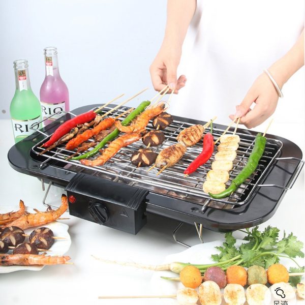 Portable Electric BBQ Grill Teppanyaki Smokeless Barbeque Pan Hot Plate Table – Black