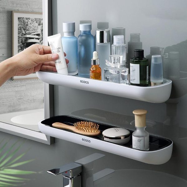 Bathroom Shelves Organizer Wall Mount Home Towel shelf Shampoo Rack With Towel Bar Storage Rack Bathroom Accessories 2xTape Only