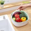 Ecoco Double Drain Basket Bowl Washing Kitchen Strainer Noodles Vegetables Fruit Sink Supplies – Blue