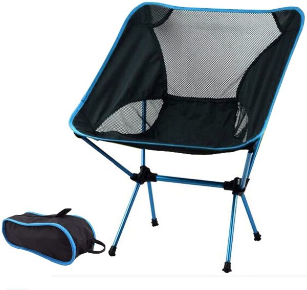 Ultralight Aluminum Alloy Folding Camping Camp Chair Outdoor Hiking Patio Backpacking – Blue