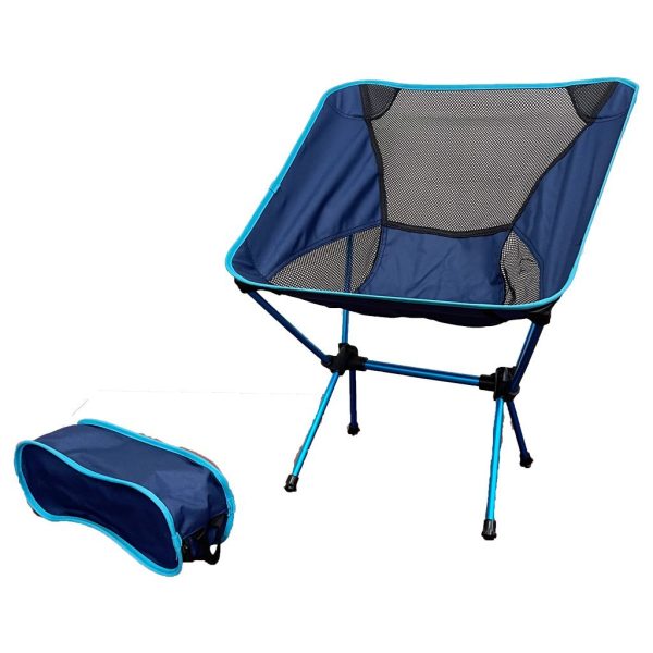 Ultralight Aluminum Alloy Folding Camping Camp Chair Outdoor Hiking Patio Backpacking – Blue