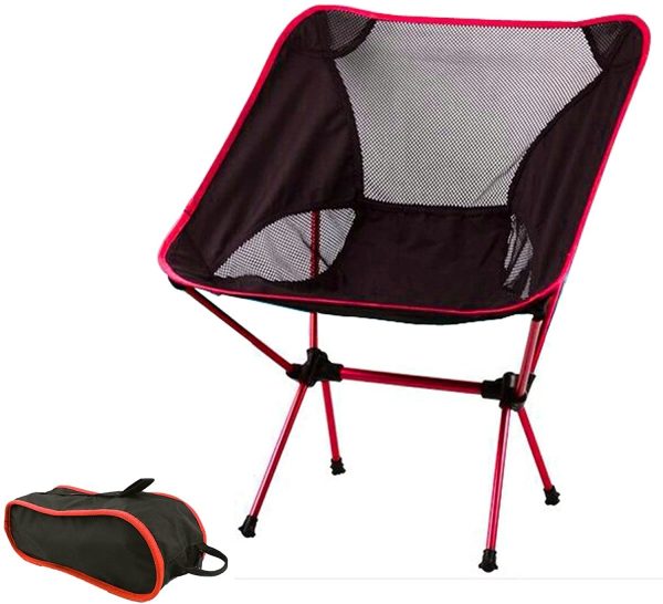 Ultralight Aluminum Alloy Folding Camping Camp Chair Outdoor Hiking – Red