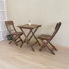 Folding Bistro Set Solid Fir Wood Table Garden Outdoor Lounge – Round