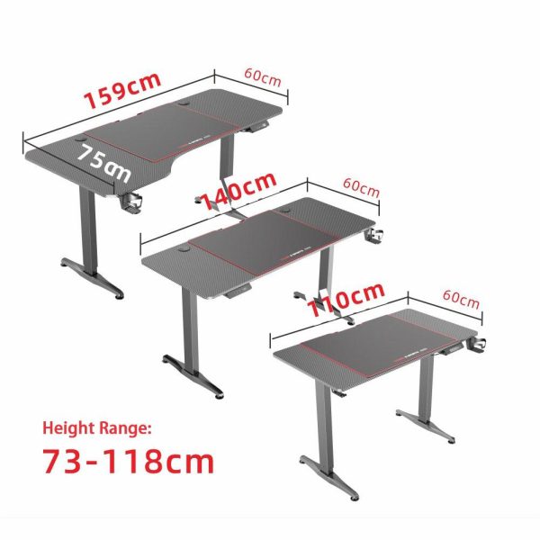 Gaming Standing Desk Home Office Lift Electric Height Adjustable Sit To Stand Motorized Standing Desk – 1100x600x740 to 1190 cm