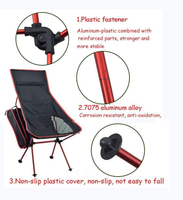 Camping Chair Folding High Back Backpacking Chair with Headrest – Brown