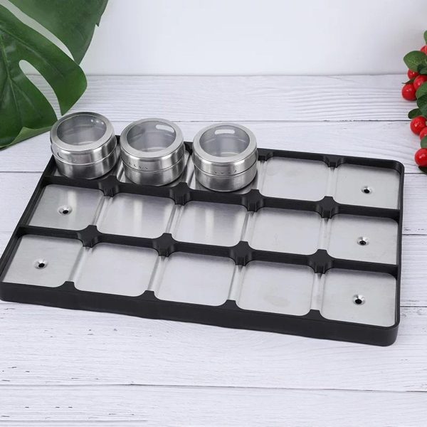 Magnetic Spice Jars Containers Spice Tins Wall Mounted Stainless Steel Base New – 12