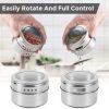 Magnetic Spice Jars Containers Spice Tins Wall Mounted Stainless Steel Base New – 12