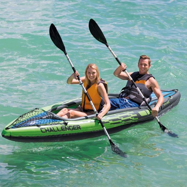 Intex Sports Challenger K2 Inflatable Kayak 2 Seat Floating Boat Oars River/Lake 68306NP