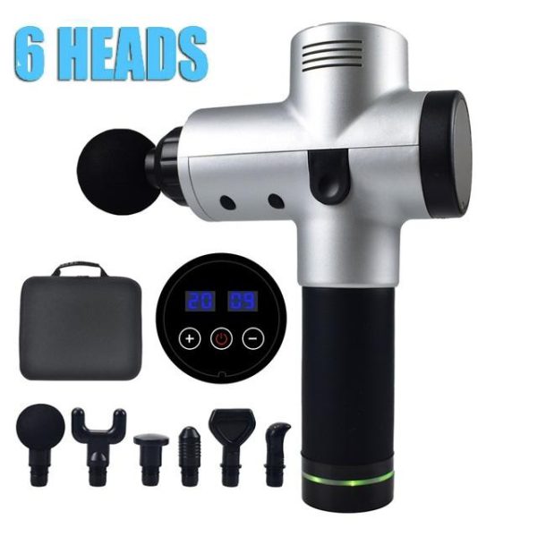 POWERFUL 6 Heads LCD Massage Gun Percussion Vibration Muscle Therapy Deep Tissue – Black