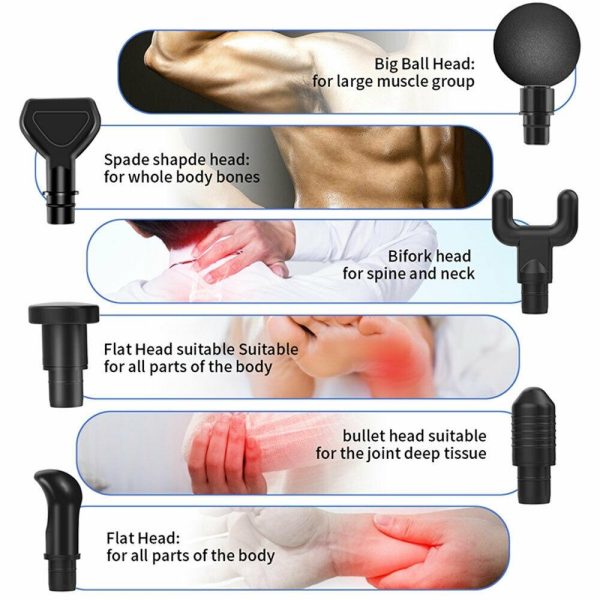 POWERFUL 6 Heads LCD Massage Gun Percussion Vibration Muscle Therapy Deep Tissue – Black