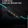 LED Gaming Mouse Pad Large 4 USB Ports RGB Extended Mousepad Keyboard Desk Anti-slip Mat