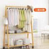 Rail Bamboo Clothes Rack Garment Hanging Stand 3 Tier Storage Shelves Closet 80cm Panel