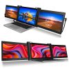 Dual Portable Triple Fold 1080P IPS FHD Monitor Screen Extender For Laptop 15 Grey”