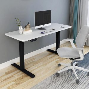 Standing Desk Height Adjustable Sit Stand Motorised Single White Motor Frame Top