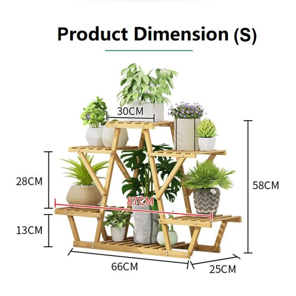 STAR Shape Bamboo Plant Stand Supplier Multi Tier Flower Rack for Indoor Outdoor – 105x25x114 cm