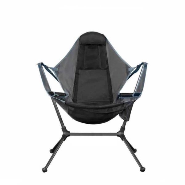 Camping Chair Foldable Swing Luxury Recliner Relaxation Swinging Comfort Lean Back Outdoor Folding Chair Outdoor Freestyle Portable Folding Rocking Ch – Black