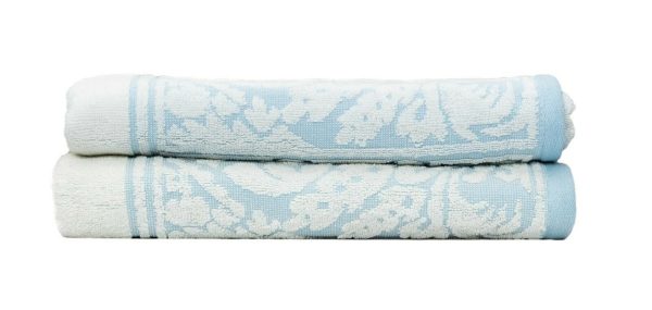 Premium Cotton Towel Jacquard White Blue Design