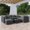 Large Modular Outdoor Ottoman Lounge Set – Black