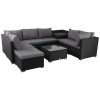 Large Modular Outdoor Ottoman Lounge Set – Black