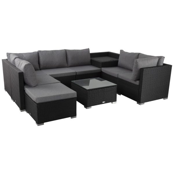 Large Modular Outdoor Ottoman Lounge Set – Black