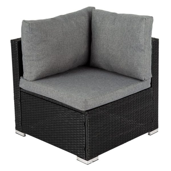 Large Modular Outdoor Ottoman Lounge Set – Black