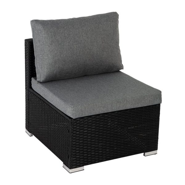 Large Modular Outdoor Ottoman Lounge Set – Black