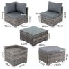 Large Modular Outdoor Ottoman Lounge Set – Black