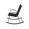 Rocking Chair High Back Rocker Chairs Steel Metal Textilene Fabric-Black