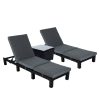 Black Rattan Sunlounge Set with Joining Coffee Table