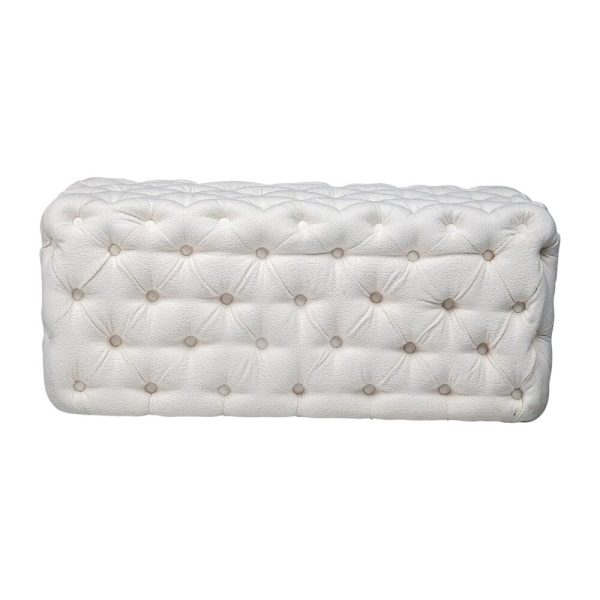 Elsa Tufted Ottoman Beach Boucle White-Rectangular