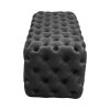 Black Leathaire Ottoman-Rectangular