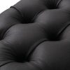 Contemporary Black Leather-look Ottoman with Button