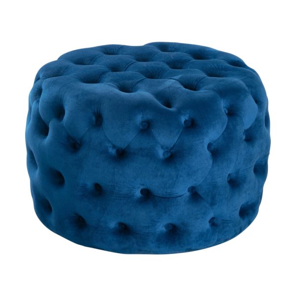 Round Velvet Ottoman in Navy