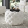 Boucle White Ottoman-Round