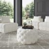 Boucle White Ottoman-Round