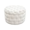 Boucle White Ottoman-Round