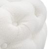 Boucle White Ottoman-Round