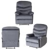 Wide Manual Single Recliner Sofa-Velvet Grey